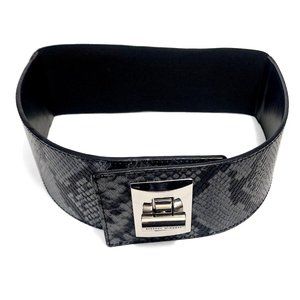 Rebecca Minkoff Leather Black and White Snake Print One Size Waist Belt
